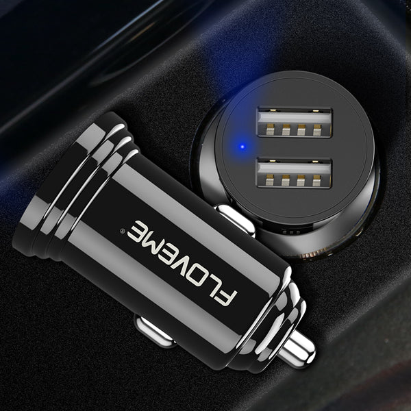 FLOVEME 2.4A Mini Dual USB Car Charger With LED Indicator For Smart Phone Tablet Camera