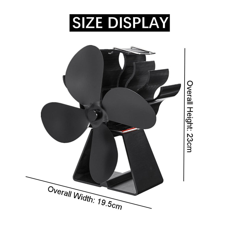 4 Blade Stove Fan Blades Heat Powered Stove Fan Eco Friendly Wood Log Burner Thermometer Fan