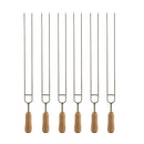 6 Pieces 15.2 Inches U Shape Stainless Steel Barbecue Skewer Wooden Handle BBQ Roast Needle Sticks