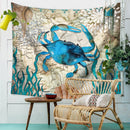 Blue Crab Tapestry Wall Art Hanging for Bedroom Living Room Dorm Wall Blankets