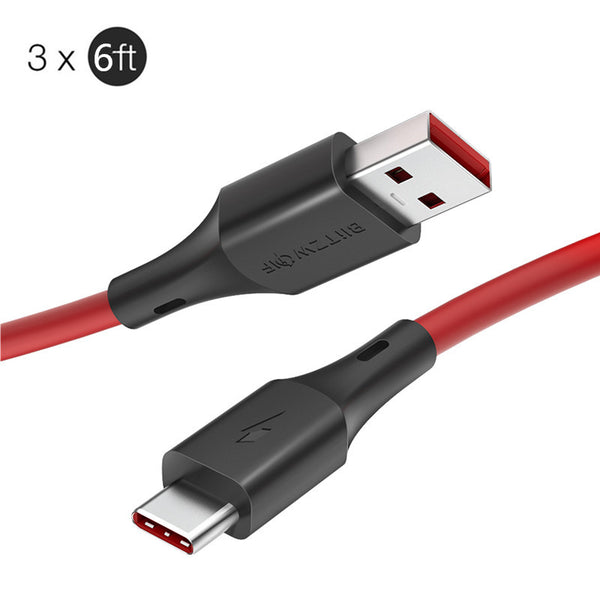 3 x Blitzwolf BW-TC19 5A SuperCharge QC3.0 USB Type-C Charging Data Cable 1.8m/6ft for HUAWEI P30 Pro Mate20 Pro P20 Nova 5i P10