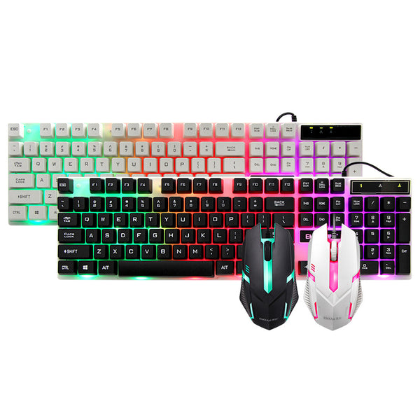 GT300 104 Keys Colorful  Backlight USB Wired Gaming Keyboard And 1000DPI  LED Gaming Mouse Combo Dazzling Adjustable