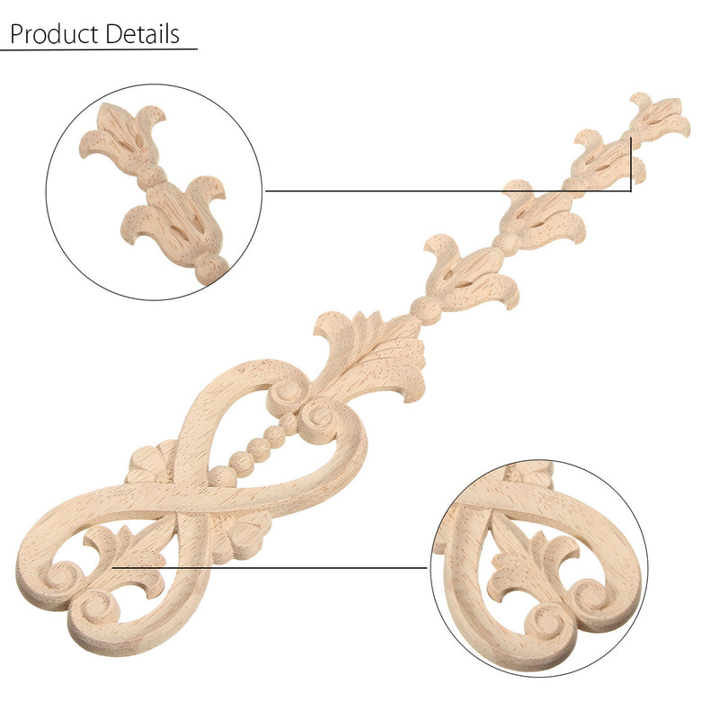 Wood Carved Applique Frame Onlay Furniture Decoration Unpainted 360x70x8mm