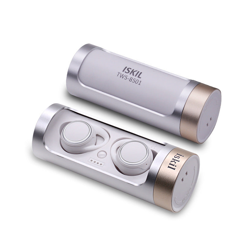 [True Wireless] Portable Dual bluetooth Earphone Ratation Open Waterproof Stereo with Charging Case