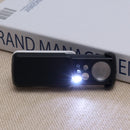 Mini Illuminated Jewelers Loupe Magnifier 30-90X w/LED UV Slide Light Glass Lens