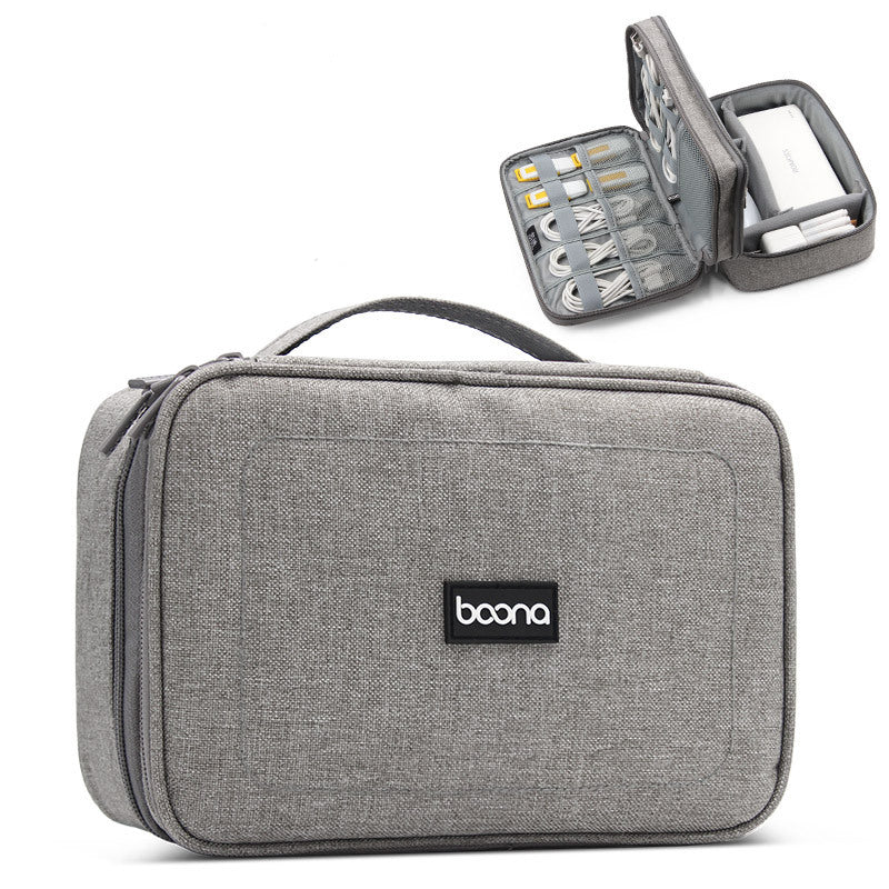 Boona 23cm*16cm Double Deck Digital Accessories Storage Bag U Disk Memory Card USB Cable Tablet Organizer Travel Bag