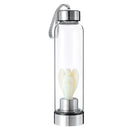 Natural Rock Quartz Crystal Point Healing Angel Statue Glass Elixir Water Bottle