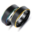 Trendy Black Titanium Steel Simple Style Colorful Plating Men Finger Ring Valentine's Day Gift