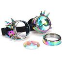 Retro Kaleidoscope Goggles Welding Rivet Punk Gothic Rave Halloween Rainbow Glas