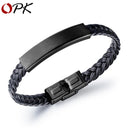 Titanium Steel Men's Woven Leather Bracelet