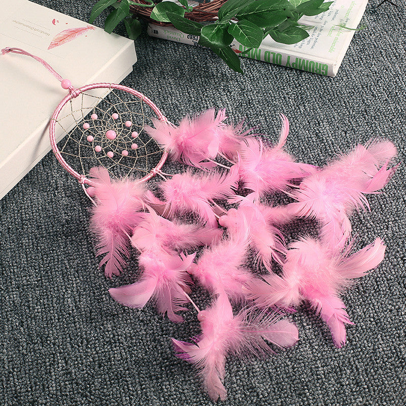 Pink Handmade Dream Catcher Home Decor Dream Catchers wall hanging  Pink Feather Decorations Gift