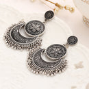 Retro Ethnic Tassel Alloy Flower Moon Drop Dangle Earring Jewelry for Women