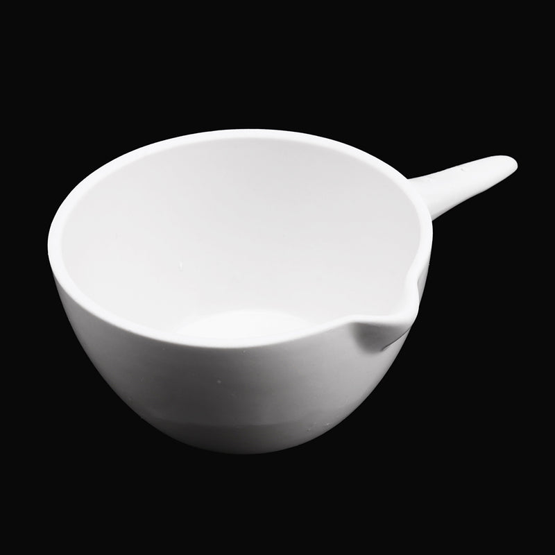 100ml Ceramic Crucible Basin Refractory Casserole Container Dish w/ Handle Flat Bottom Melting Casting Refining