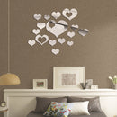 Honana DX-Y2 16Pcs Cute Silver DIY Heart Mirror Wall Stickers Home Wall Bedroom Office Decor