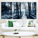 Miico Hand Painted Three Combination Decorative Paintings Woods Under The Moonlight Wall Art For Home Decoration