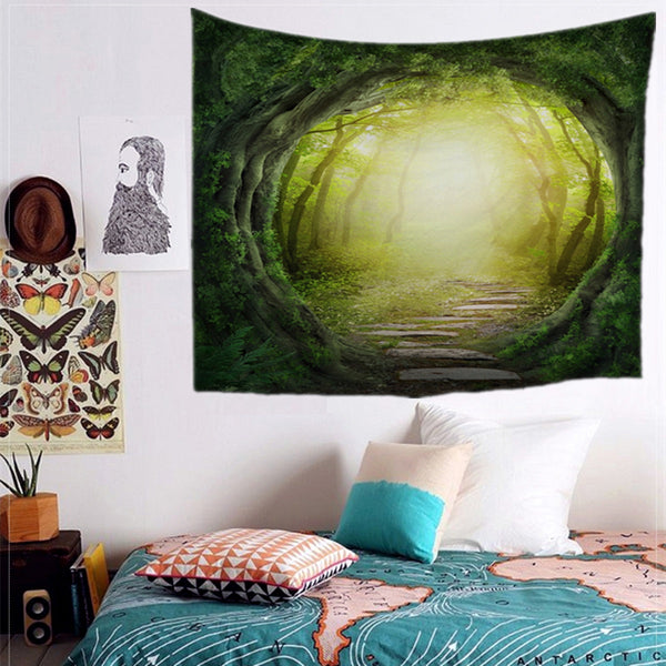 Fairy Forest Hanging Wall Tapestry Bohemian Hippie Throw Bedspread Home Decor