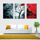 Miico Hand Painted Three Combination Decorative Paintings Botanic Tree Wall Art For Home Decoration