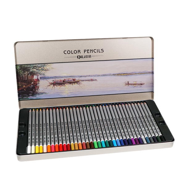 QiLi C108 36/48/72 Pcs/set Professional Colored Pencil Artist Drawing Oil Color Pencils with Metal Box For Kids Students Office School Art Supplies