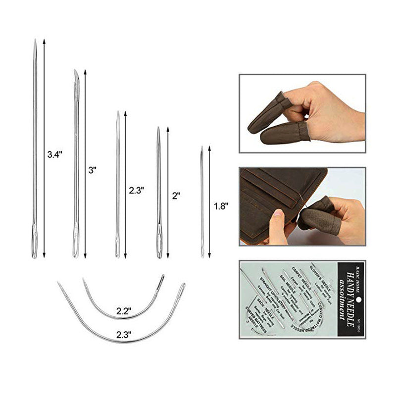Leather Craft Tools Kit Hand Sewing Stitching Punch Carving Saddle Rivets Tool