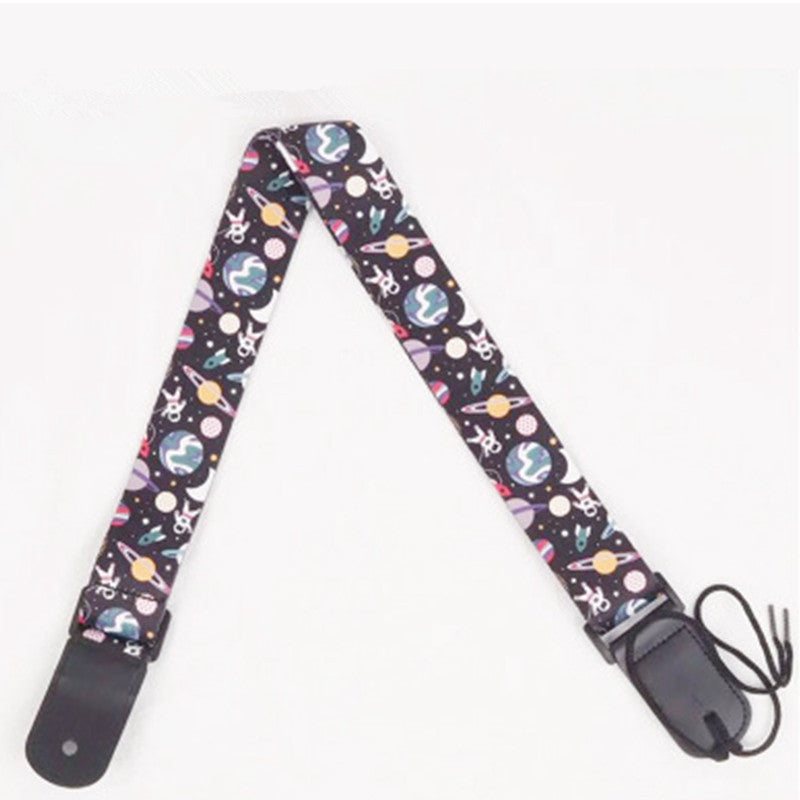 Adjustable Cotton Strap Belt with PU Leather Ends for Electric Guitar Bass Ukulele