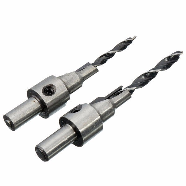 2pcs 4mm-5mm HSS 5 Flute Countersink Drill Bits Set Reamer Woodworking Chamfer
