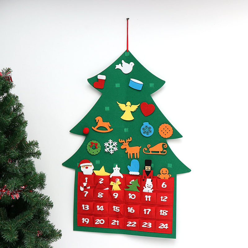 Christmas Tree Advent Calendar Felt Fabric Countdown Xmas Display Decor Ornament