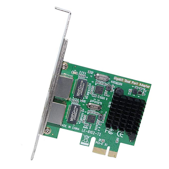 SSU 8120-T2 2 Port 1000Mbps Gigabit Ethernet PCI-E Network Card PCI Express RJ45 LAN Adapter Expansion Card for Desktop PC