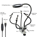 USB LED 3X Magnifier PCB Fixture Bench Vise Table Clamp Soldering Helping Hand Soldering Station Third Hand Tool with 5Pcs Flexible Arms