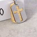 Classic Cross Pendant Necklace Stainless Steel Hang Tag Chain Necklace for Men