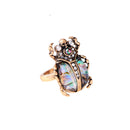 Retro Ladybug Women Ring Colorful Rhinestone Finger Ring Bronze Metal Ring