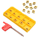 Drillpro CCMT060204-HM YBC251 Carbide Inserts with T15 Wrench Hand Tools for Lathe Turning Tool Holder
