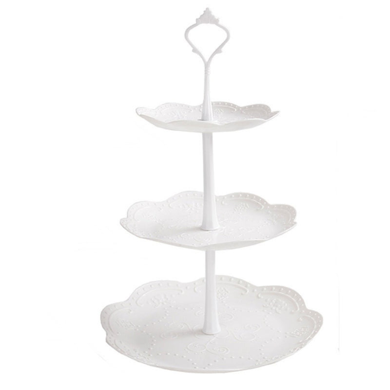 3 Tier Cake Stand Afternoon Tea Wedding Plates Party Embossed Display Tableware Cake Decorations