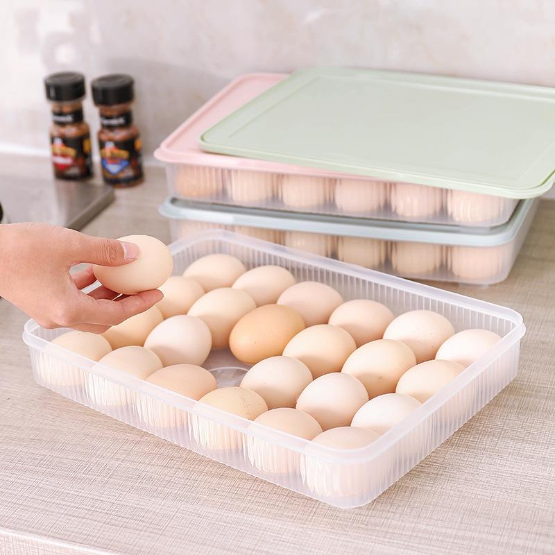 Kitchen 24 Grids Egg Box Refrigerator Preservation Portable Picnic Egg Storage Box Baskets Food Grade Plastic Egg Box With Cover