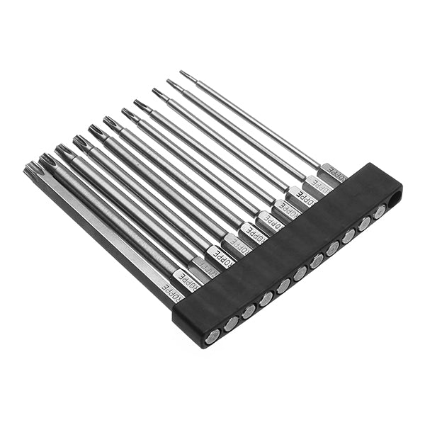 Broppe 11pcs T6-T40 100mm Magnetic Torx Screwdriver Bits 1/4 Inch Hex Shank