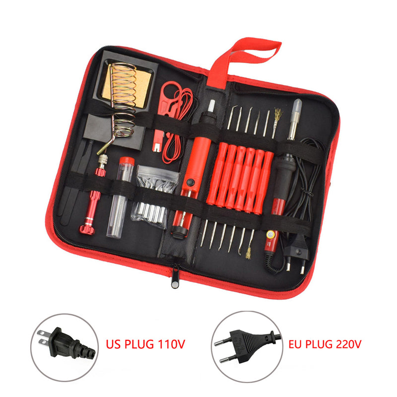 26Pcs 60W Multifunctional Electric Solder Iron Kit Screwdriver Desoldering Pump Tip Wire Pliers