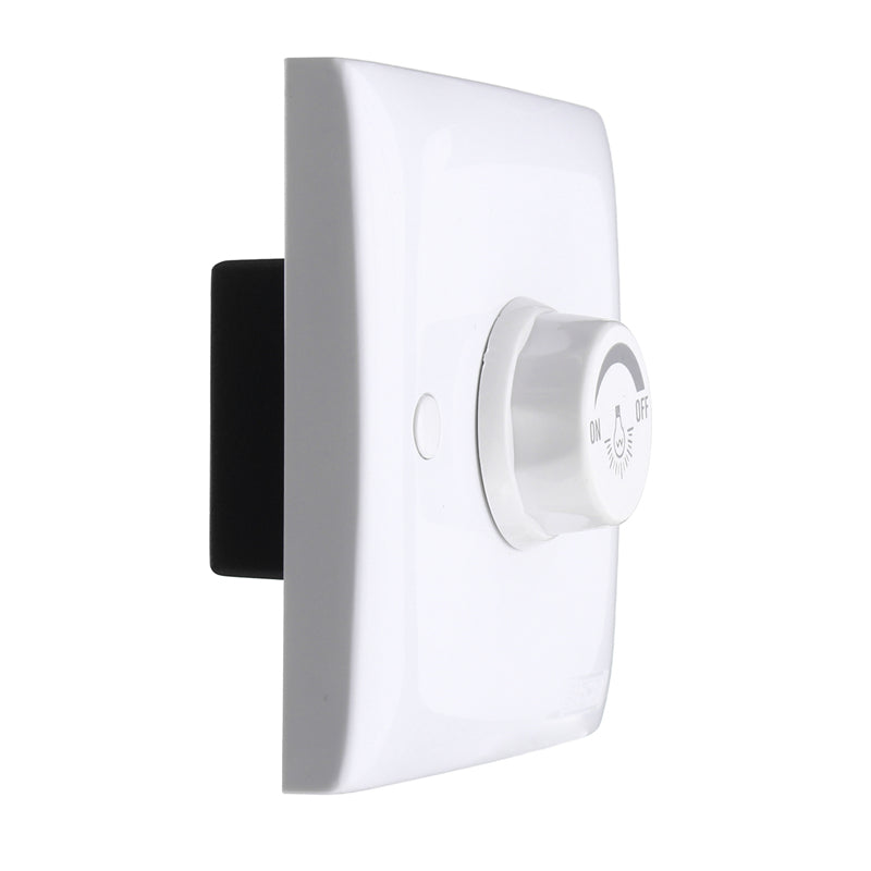 220V LED Dimmer Single Light Rotary Switch for Dimmable Lighting White