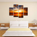 Miico Hand Painted Four Combination Decorative Paintings Sea Sunset Wall Art For Home Decoration