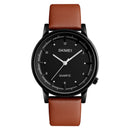 SKMEI 1210 Fashion Watch Simple Style Leather Strap Casual Unisex Quartz Analog Wrist Watch