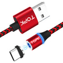 TOPK 2A Type C LED Magnetic Fast Charging Data Cable 3.28ft/1m for Xiaomi Mi A2 Pocophone F1