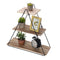 3 Layers Wooden Retro Storage Racks Iron Hanging Wall Triangle House Shelf Bookshelf Decorations Display Stand Shelves for Office Home Living Room Bedroom