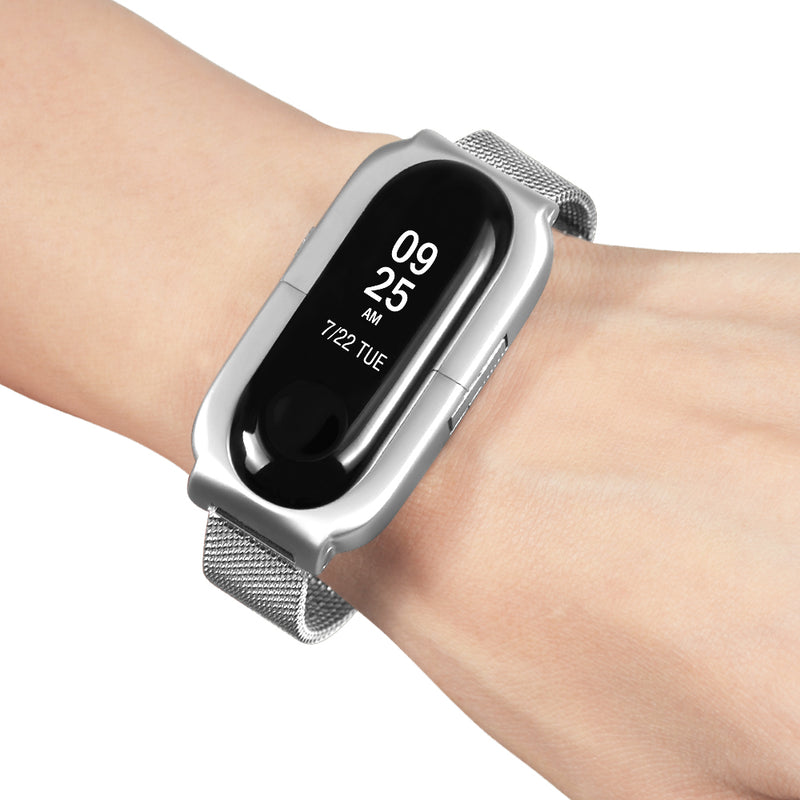 Bakeey Anti-lost Design Mesh Stainless Steel Watch Band for Xiaomi Miband 3