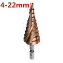M35 Cobalt Step Drill Bit 1/4 Inch Hex Shank HSS-Co Step Drill Bit Spiral Grooved Hole Cutter