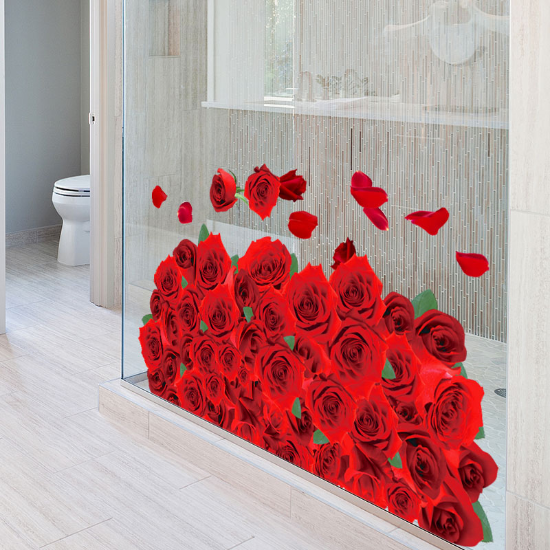 Miico FX82024 3D Rose Decorative Sticker Floor Sticker Bathroom Sticker Wall Sricker Removable Sticker