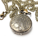 DEFFRUN Vintage Steam Punk Quartz Bronze Necklace Pocket Watch