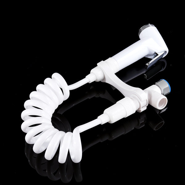 ABS Portable Bidet Sprayer Set Handheld Three Outlet Water Separator Retractable w/ 1.5m Spring 1/2" Hose Adapter Free Mounting Bracket Switch Toilet Cleaning Tool