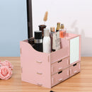 Wooden Cosmetics Storage Box with Mirror Dressing Box Storage Rack Makeup Organizer Storage Baskets