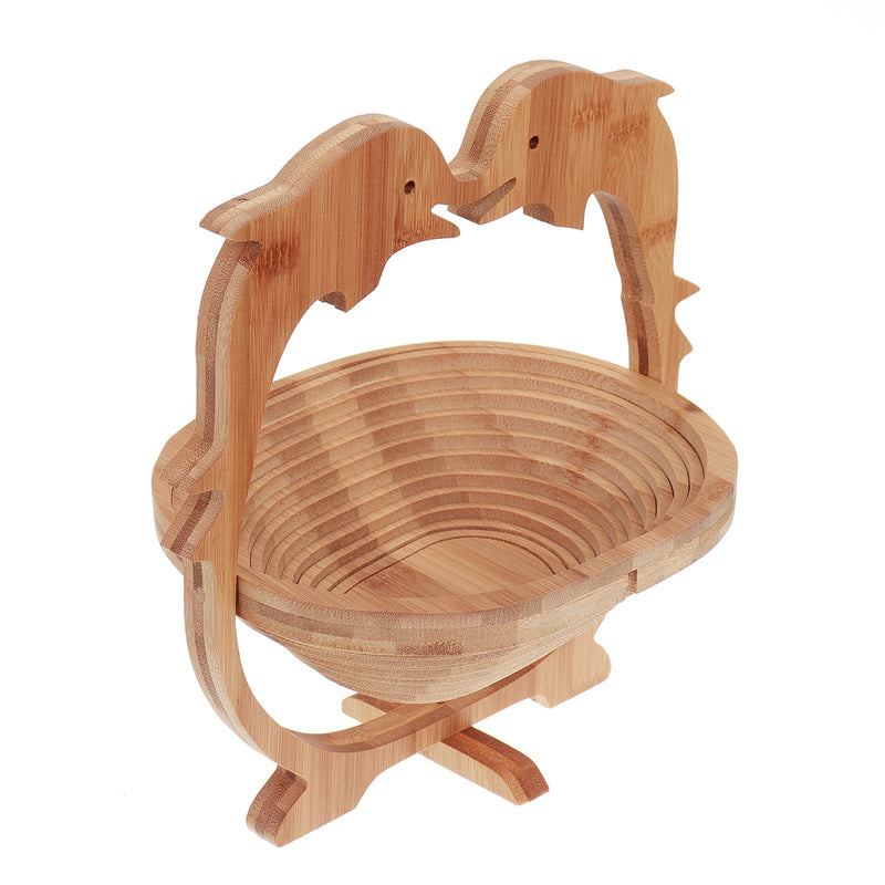 Collapsible Bamboo Fruit Basket Bowl Folding Foldable Trivet Storage Holder Rack Storage Baskets