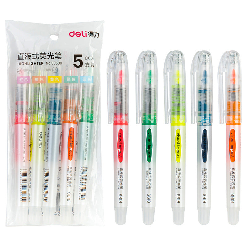 XIAOMI Ecosystem Deli 33530 5 Pcs/set Highlighter Fluorescent Pens Marker Pen Stationery Office School Supplies