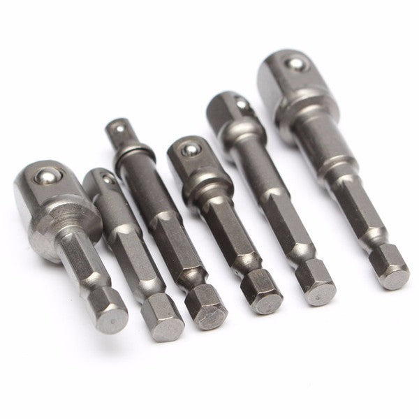 6pcs 1/4 Inch Hex Shank Magnetic Nut Driver Set Square Drive Socket Adaptor