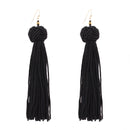 Bohemian Hand-woven Braided Rope Knot Long Tassel Earrings Ethnic Jewelry for Women